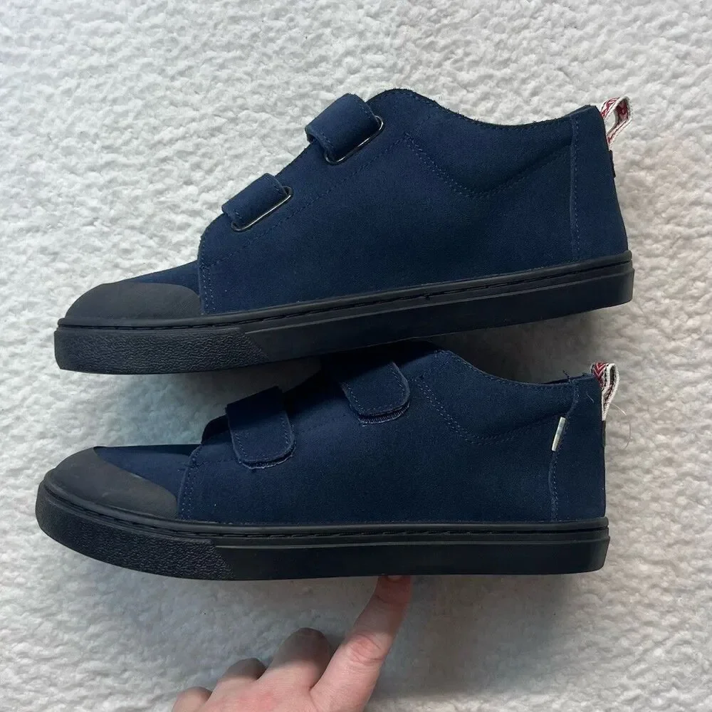 TOMS Sneakers Kids 6Y Navy Suede Lenny Mid Double Strap Preppy Bloke Academia